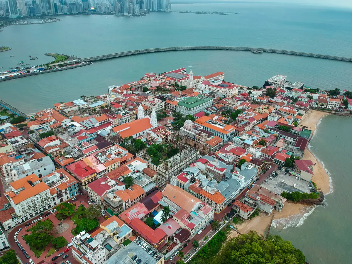 Aerial view of the Casco Antiguo peninsula (San Felipe), Panama City