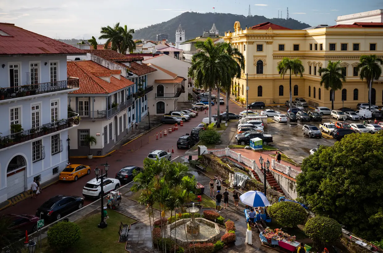 Historic square and buildings in Casco Antiguo, Panama City