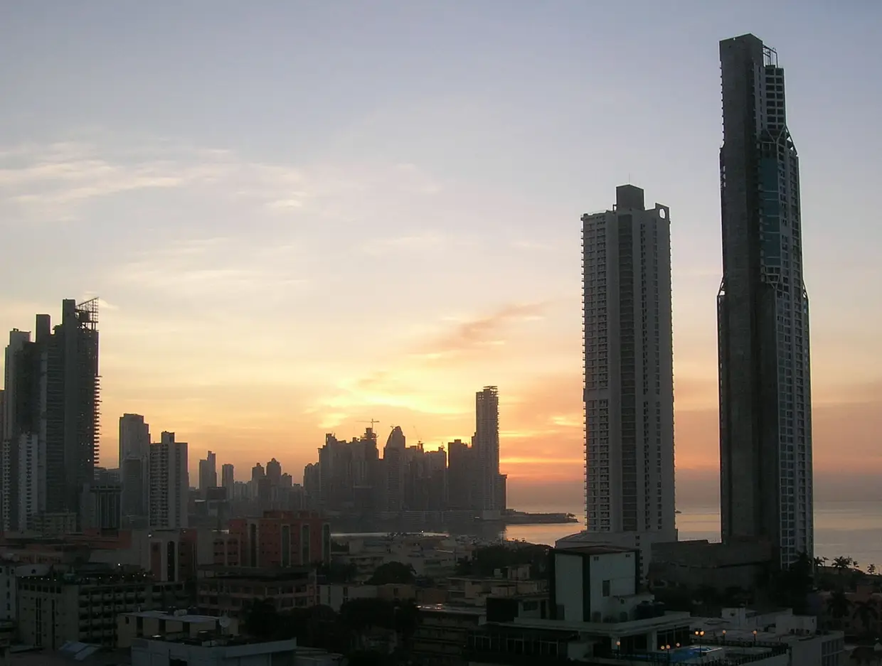 Sunrise over the Panama City skyline