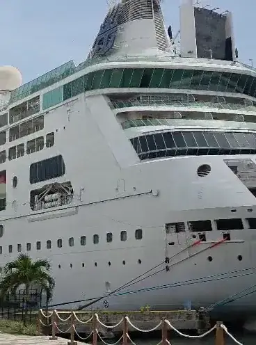 A cruise ship docked at the Colón 2000 port