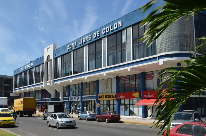 Building and shops in the Colon Free Zone, Panama