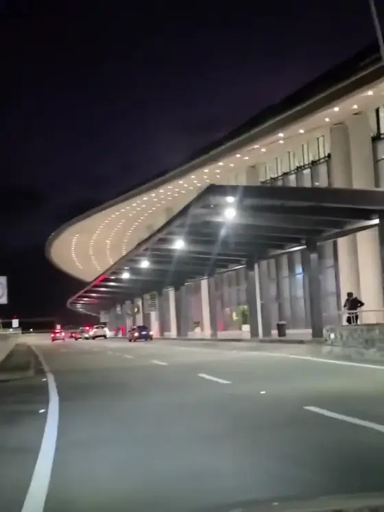 Pulling up to Tocumen Terminal 2 at night