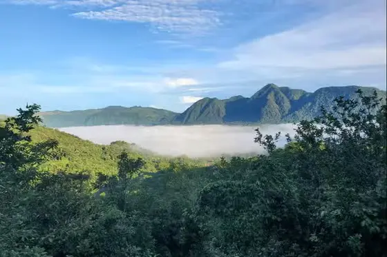 A sea of cloud filling the El Valle de Anton crater, Cocle, Panama